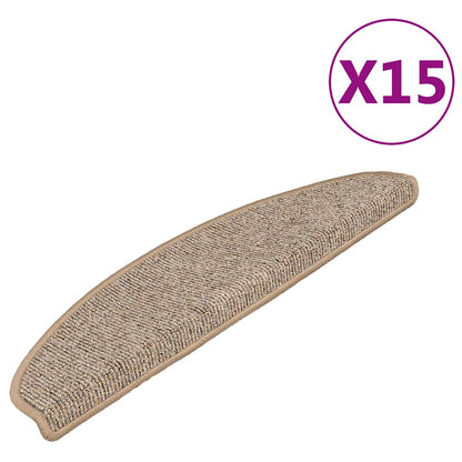 Stair Mats 15 pcs 65x21x4 cm Brown Half Round Large