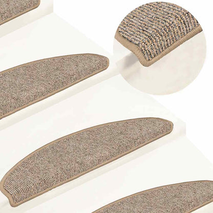 Stair Mats 15 pcs 65x21x4 cm Brown Half Round Large