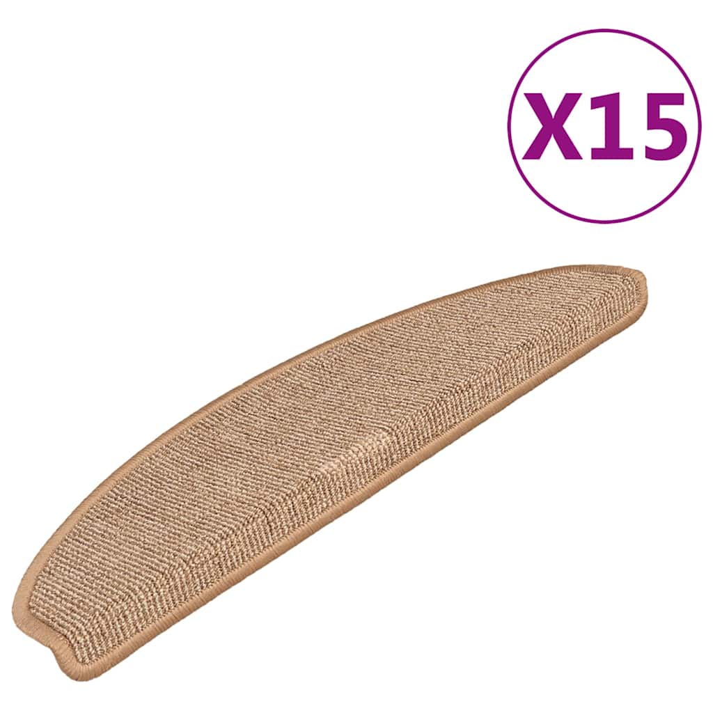 Stair Mats 15 pcs 65x21x4 cm Light Brown Half Round Large