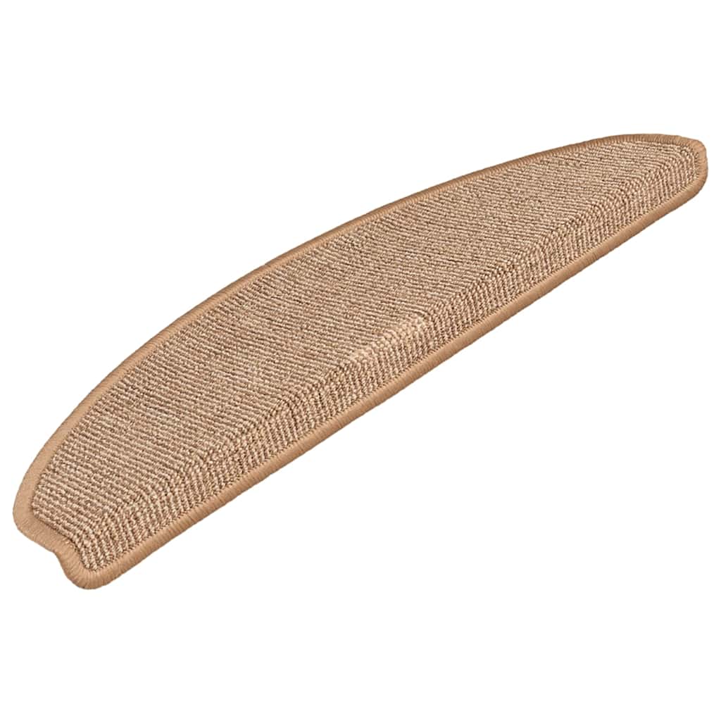 Stair Mats 15 pcs 65x21x4 cm Light Brown Half Round Large