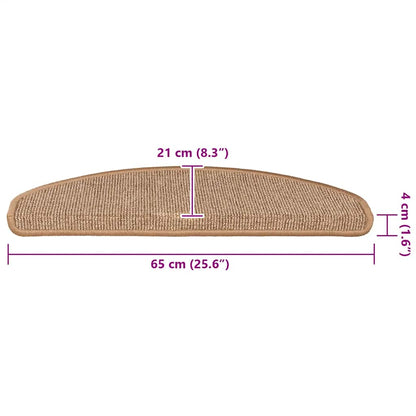 Stair Mats 15 pcs 65x21x4 cm Light Brown Half Round Large