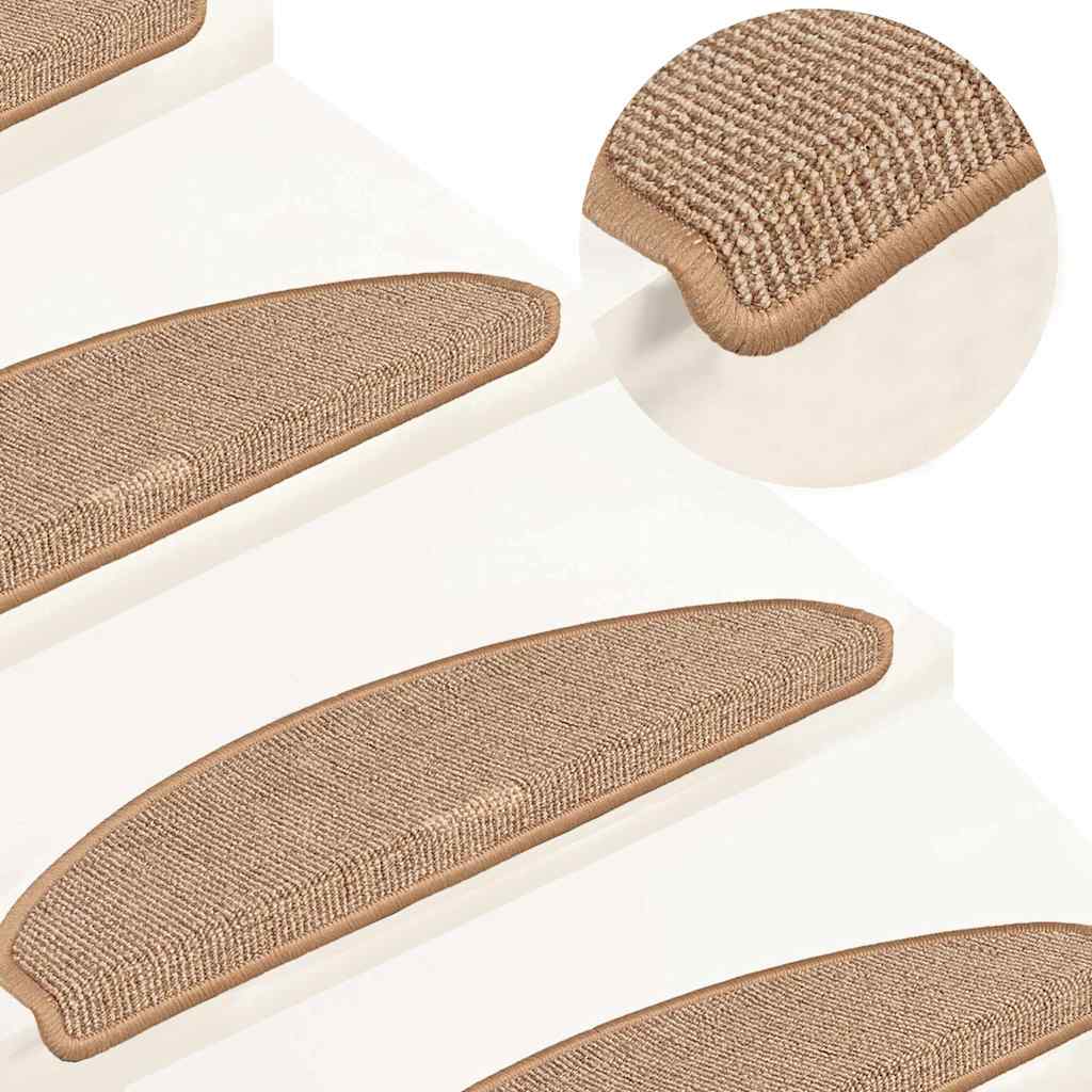 Stair Mats 15 pcs 65x21x4 cm Light Brown Half Round Large