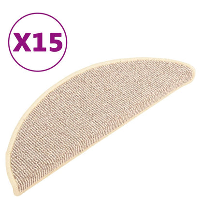 Stair Mats 15 pcs 65x21x4 cm White and Brown Half Round Large