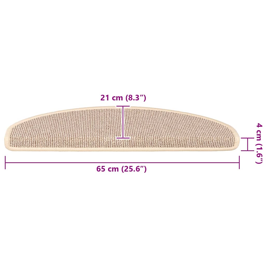Stair Mats 15 pcs 65x21x4 cm White and Brown Half Round Large