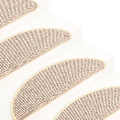 Stair Mats 15 pcs 65x21x4 cm White and Brown Half Round Large