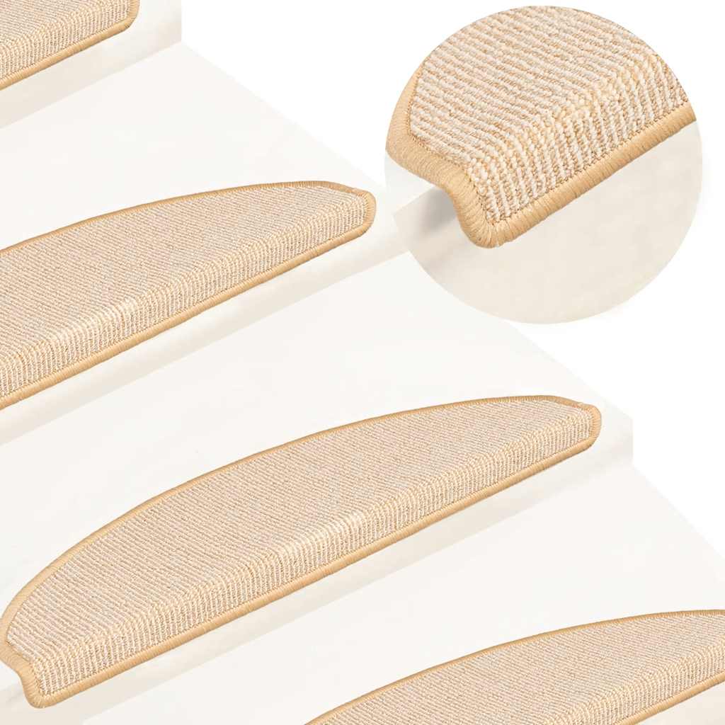 Stair Mats 15 pcs 65x21x4 cm White and Brown Half Round Large