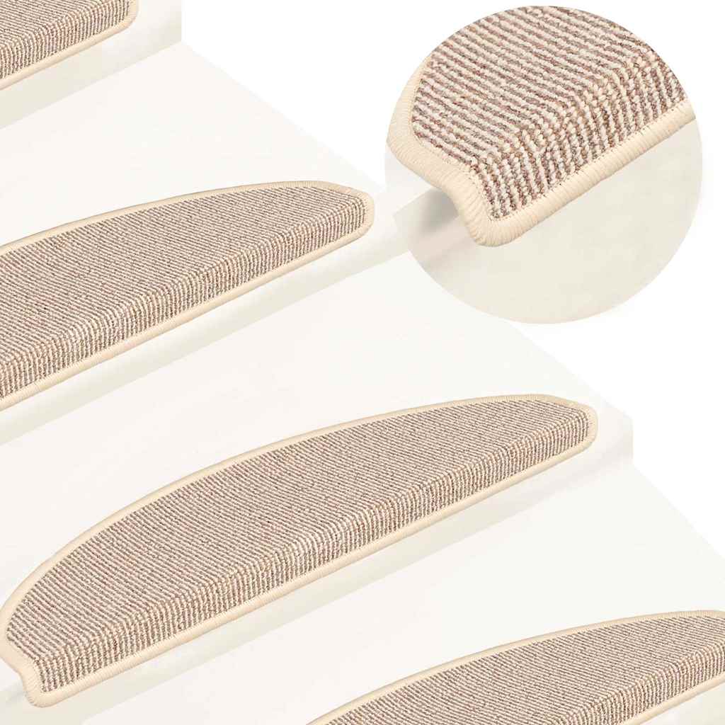 Stair Mats 15 pcs 65x21x4 cm White and Brown Half Round Large