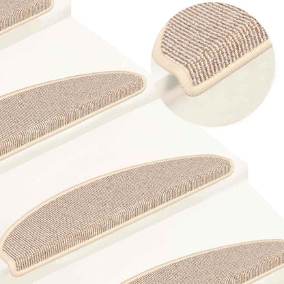 Stair Mats 15 pcs 65x21x4 cm White and Brown Half Round Large