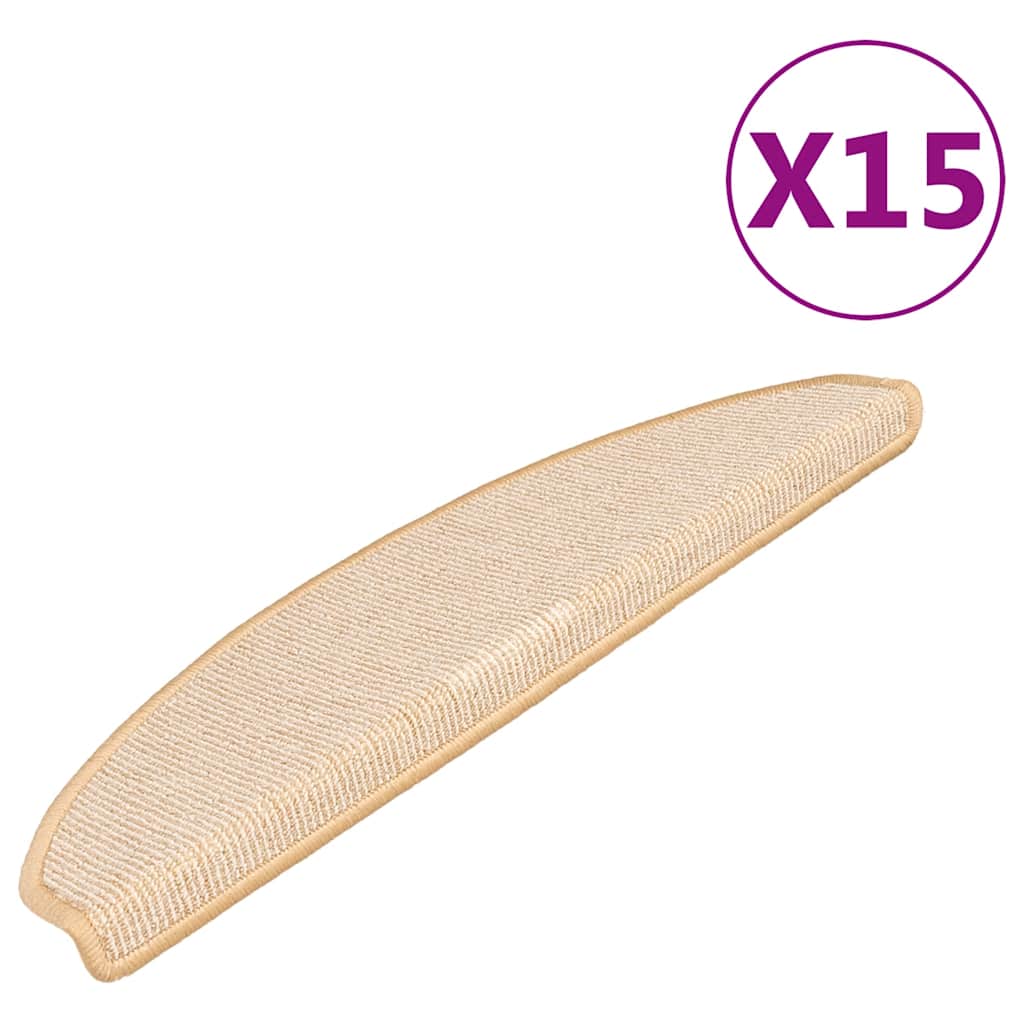 Stair Mats 15 pcs 65x21x4 cm Cream Half Round Large