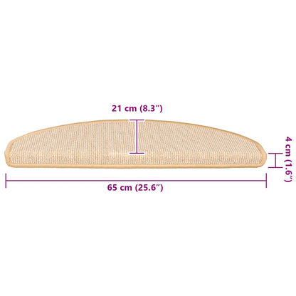 Stair Mats 15 pcs 65x21x4 cm Cream Half Round Large