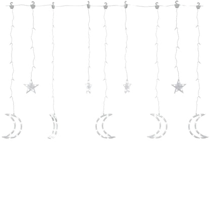 Star and Moon Fairy Lights Remote Control 138 LED Cold White