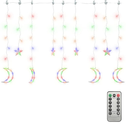 Star and Moon Fairy Lights Remote Control 138 LED Colourful