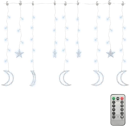 Star and Moon Fairy Lights Remote Control 345 LED Cold White