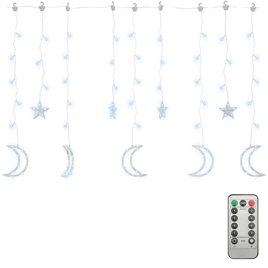 Star and Moon Fairy Lights Remote Control 345 LED Cold White