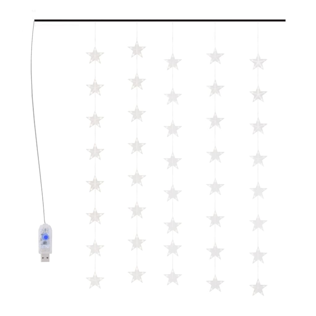 LED Star Curtain Fairy Lights 200 LED Cold White 8 Function
