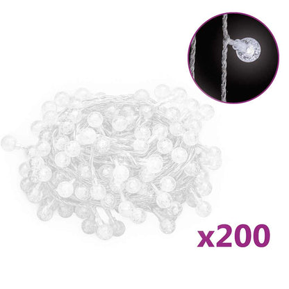 Globe Fairy String Lights 20m 200 LED Cold White 8 Function
