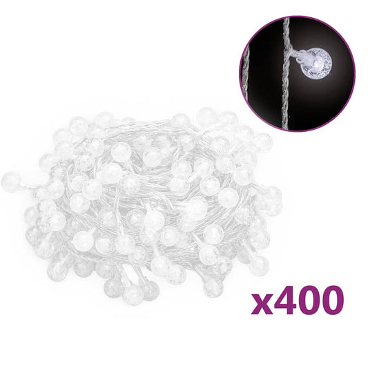 Globe Fairy String Lights 40m 400 LED Cold White 8 Function