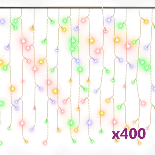 LED Curtain Icicle Lights 10m 400 LED Colourful 8 Function