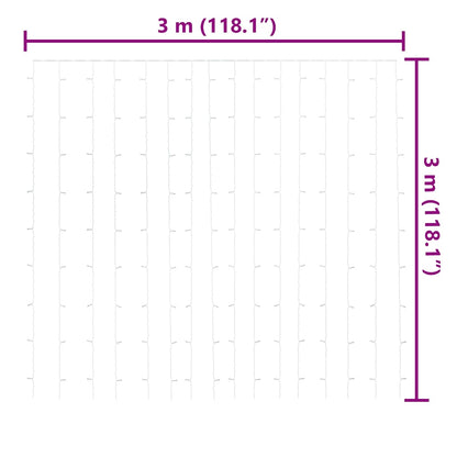 LED Curtain Fairy Lights 3x3m 300 LED Cold White 8 Function