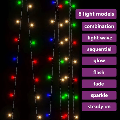 LED Curtain Fairy Lights 3x3m 300 LED Colourful 8 Function