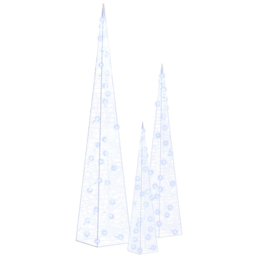 Acrylic Decorative LED Light Cone Set Blue 30/45/60cm