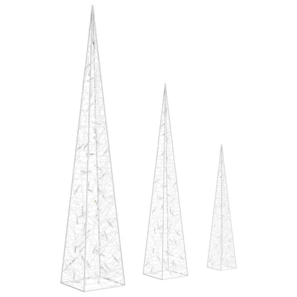 Acrylic Decorative LED Light Cone Set Cold White 60/90/120cm