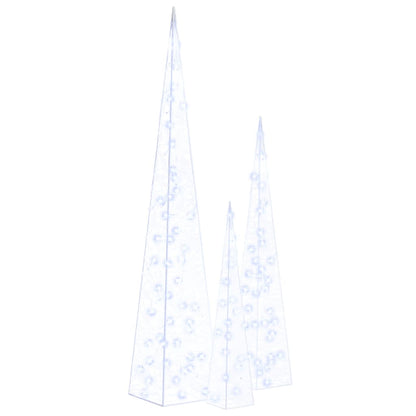 Acrylic Decorative LED Light Cone Set Blue 60/90/120cm