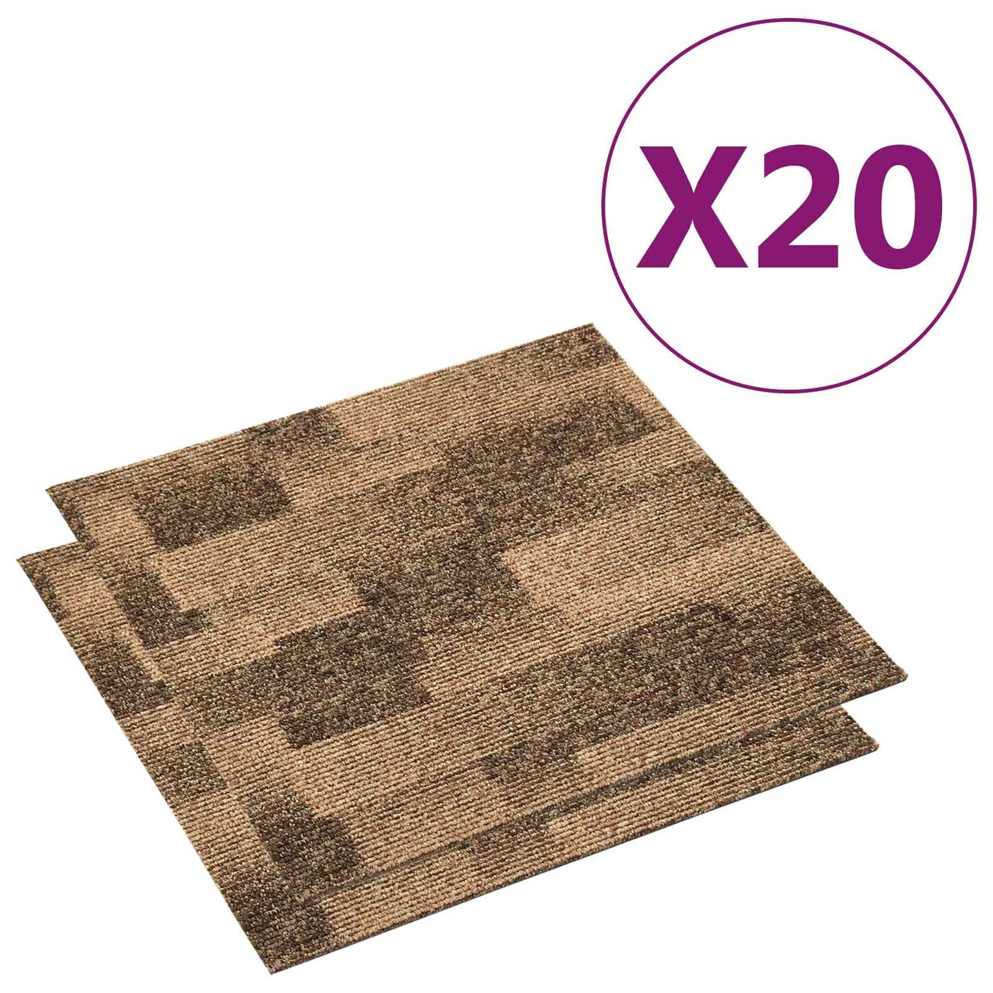 Floor Carpet 20 pcs Brown 50 x 50 cm PP