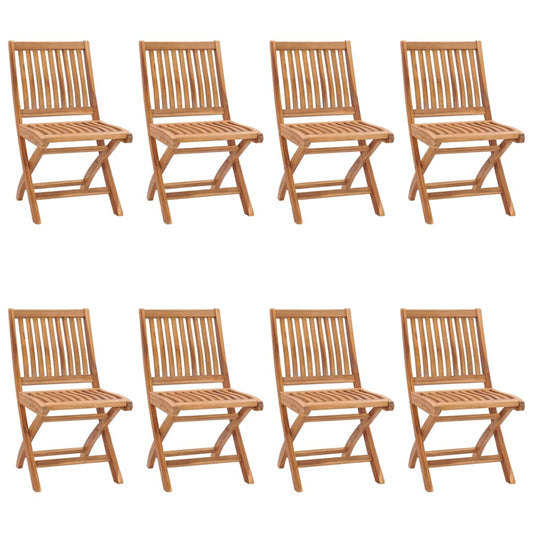 Garden Chair | Set of 8 | Brown | Solid Teak Wood | Standard | Foldable
