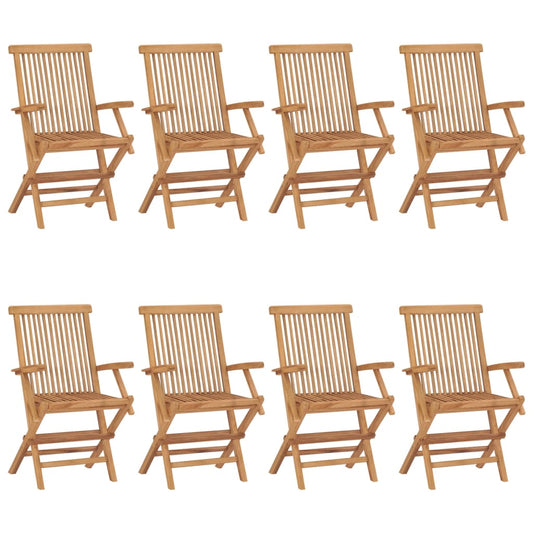 Folding Chairs 8 pcs Solid Teak Wood