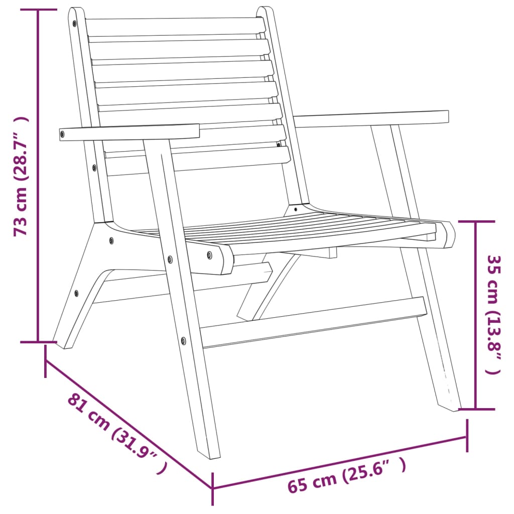 Garden Chair | Brown | Solid acacia wood | Standard | Durable