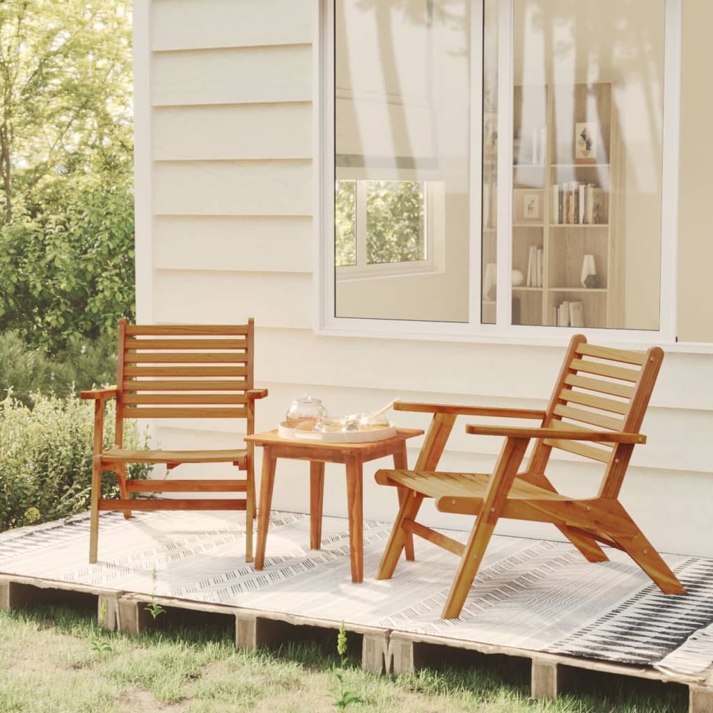 Bistro Set | Brown | Solid acacia wood | Medium |  Collapsible