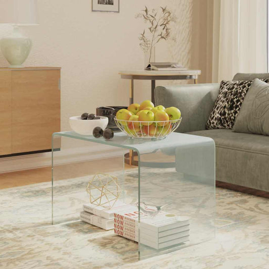 Side Table | Clear | Tempered glass | 40x40x60 cm | Tough | Side Table