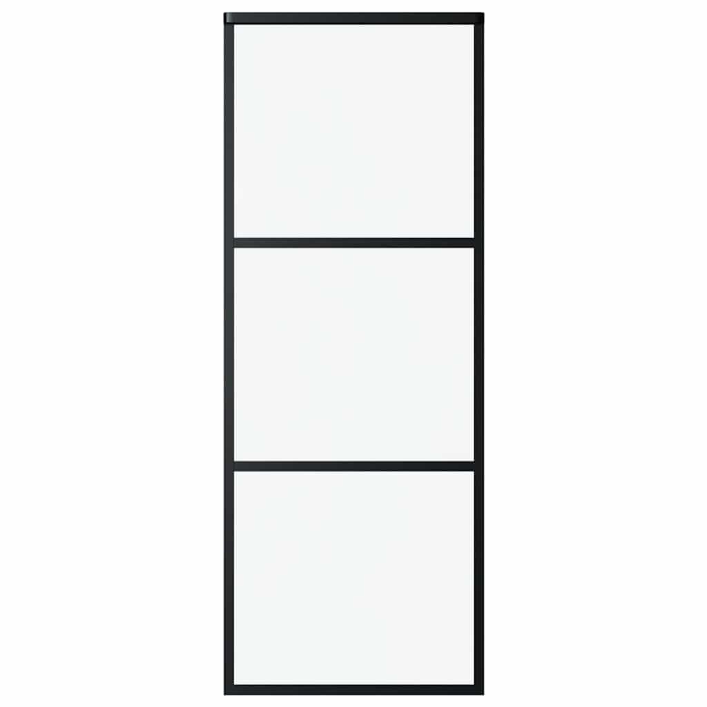 Sliding Door 3-Panel ESG Glass and Aluminium 76x205 cm Black