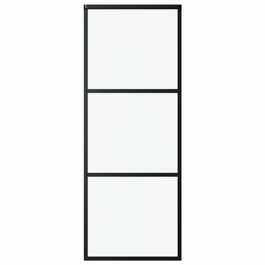 Sliding Door 3-Panel ESG Glass and Aluminium 76x205 cm Black