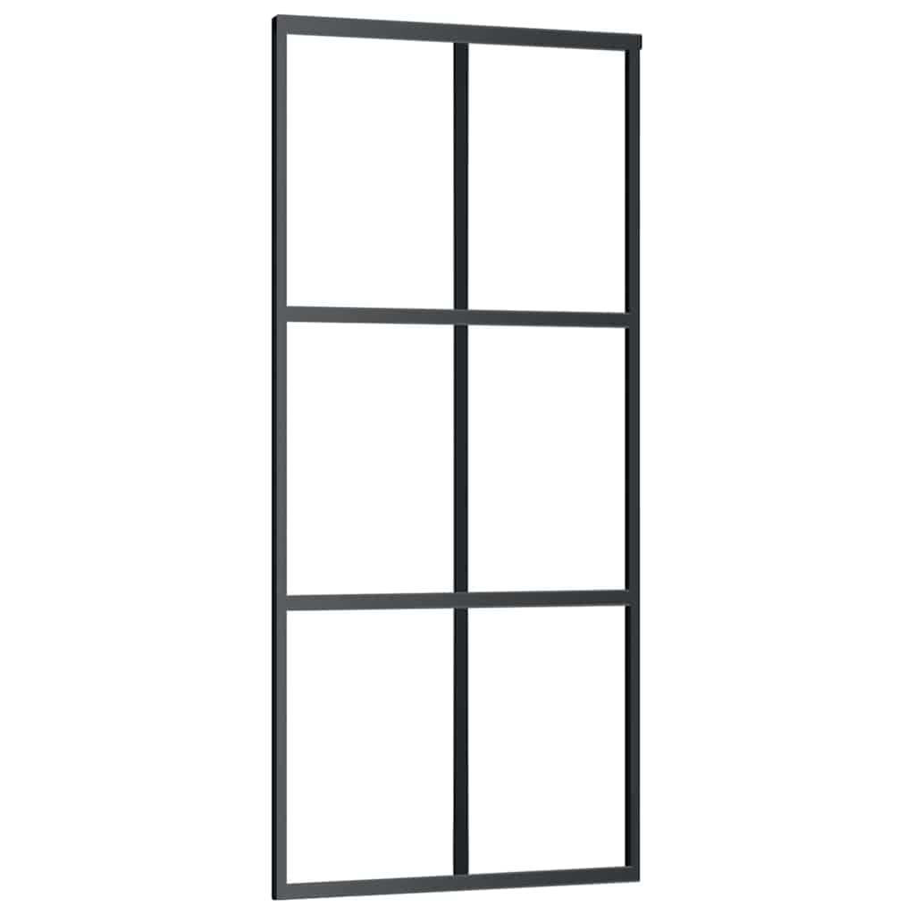 151012 vidaXL Sliding Door ESG Glass and Aluminium 90x205 cm Black