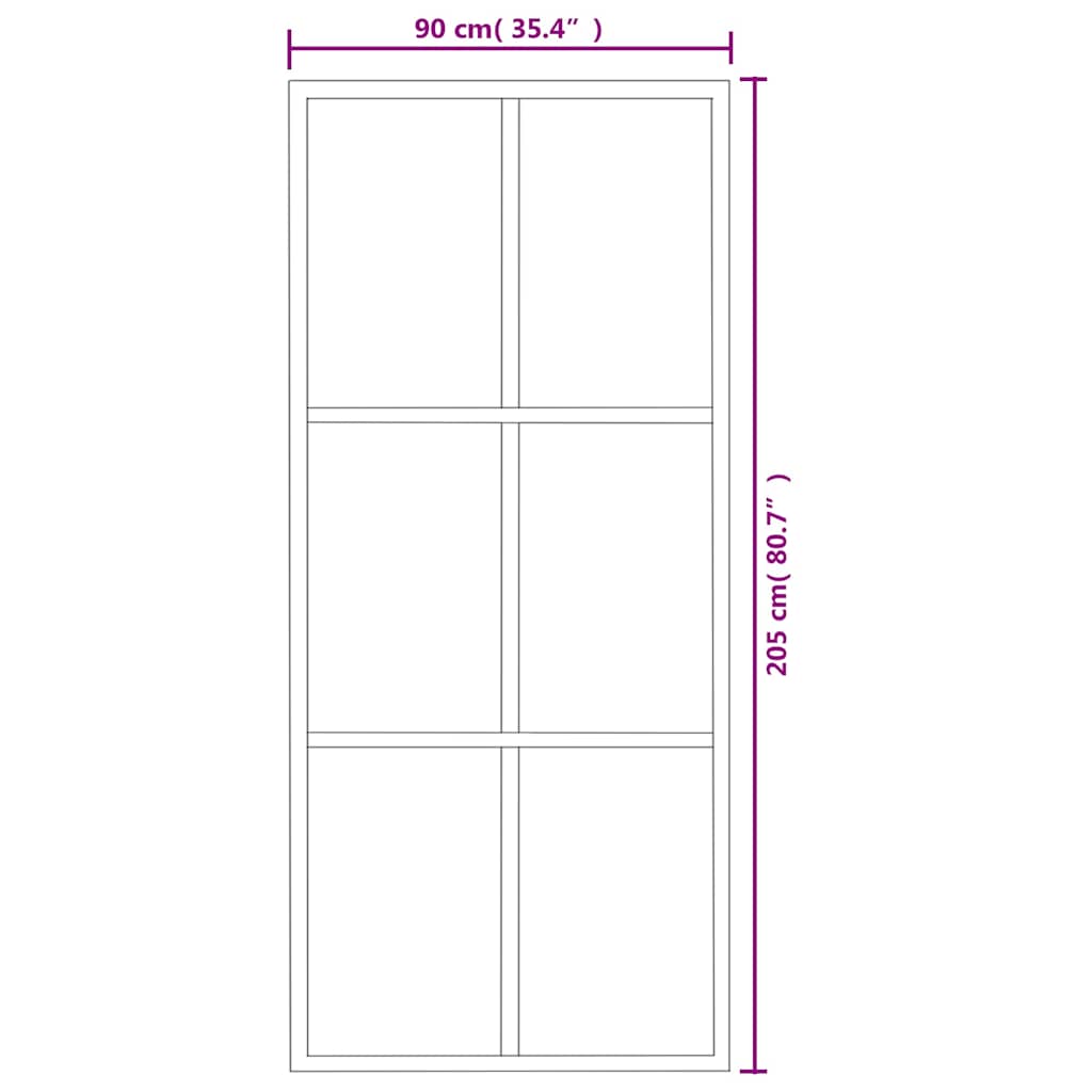 151012 vidaXL Sliding Door ESG Glass and Aluminium 90x205 cm Black