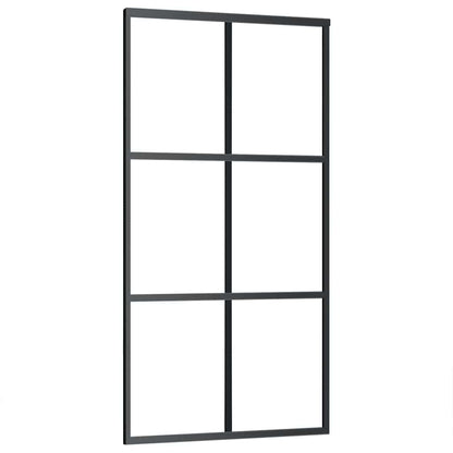 151013 vidaXL Sliding Door ESG Glass and Aluminium 102x205 cm Black