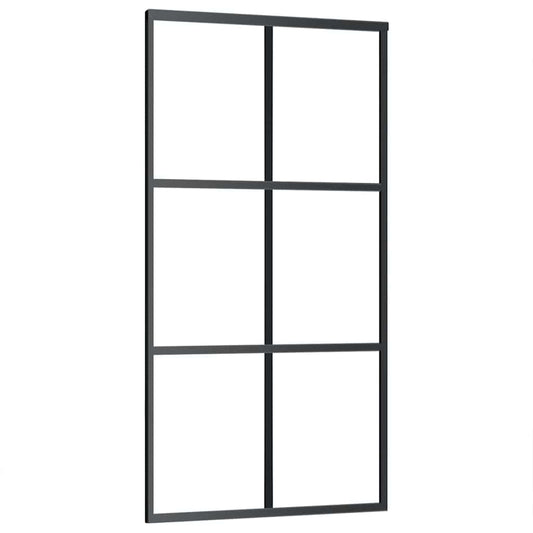 151013 vidaXL Sliding Door ESG Glass and Aluminium 102x205 cm Black
