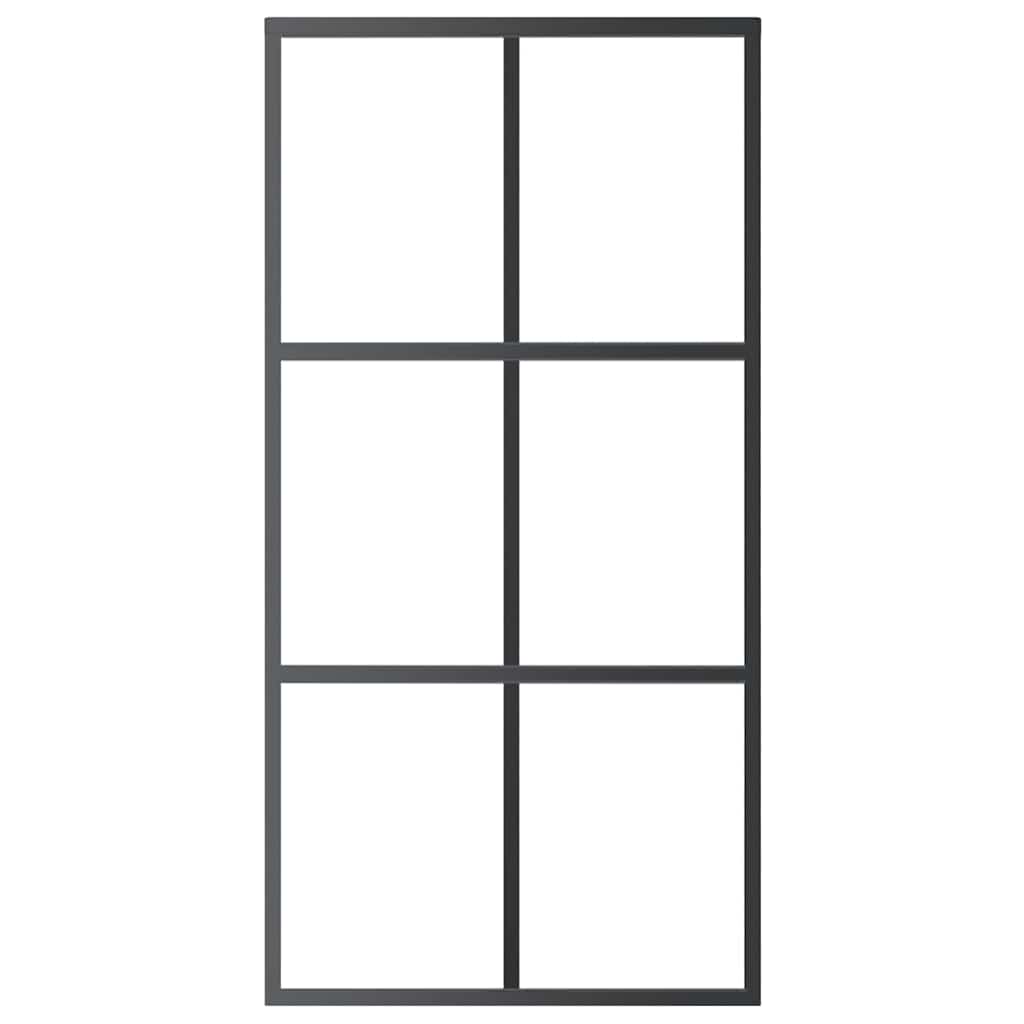 151013 vidaXL Sliding Door ESG Glass and Aluminium 102x205 cm Black