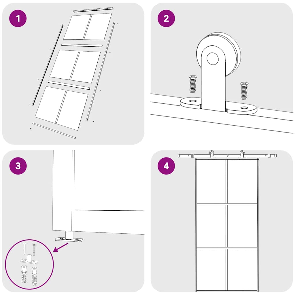 Sliding Door ESG Glass and Aluminium 102x205 cm Black