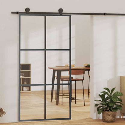 Sliding Door ESG Glass and Aluminium 102x205 cm Black