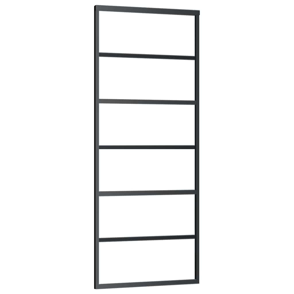 151014 vidaXL Sliding Door ESG Glass and Aluminium 76x205 cm Black