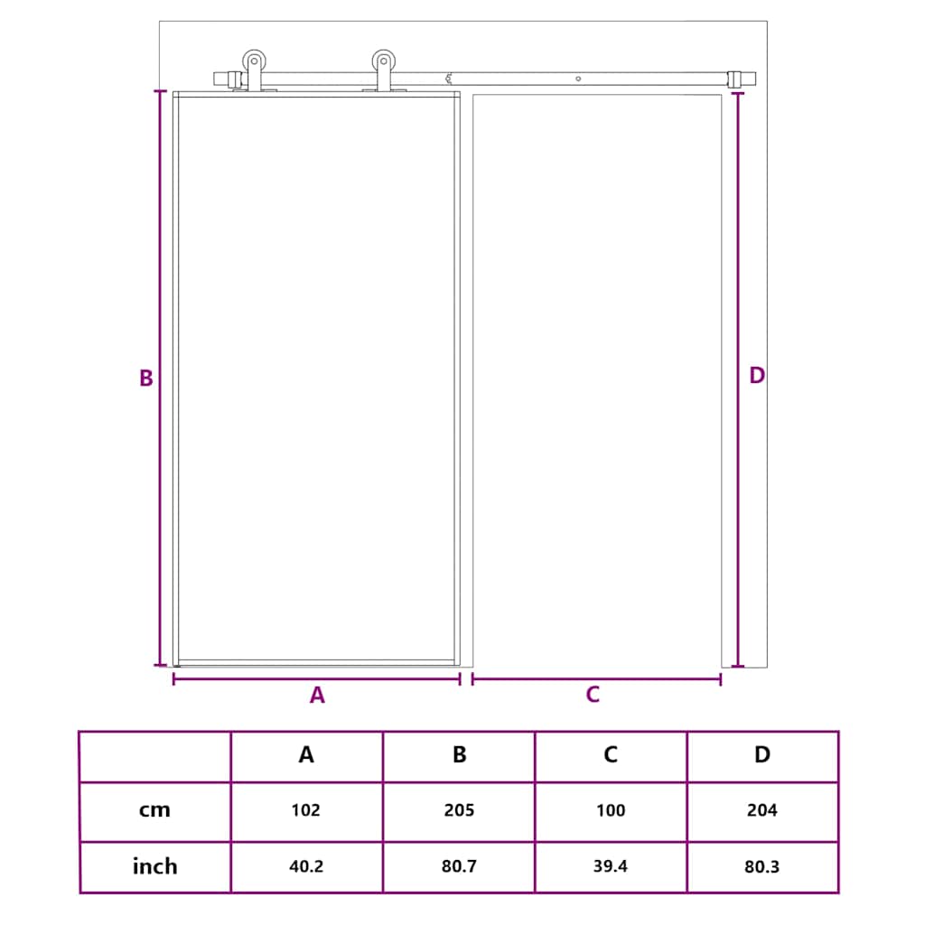 151016 vidaXL Sliding Door ESG Glass and Aluminium 102x205 cm Black