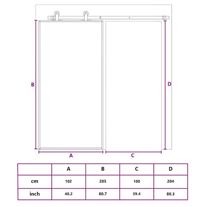 151016 vidaXL Sliding Door ESG Glass and Aluminium 102x205 cm Black