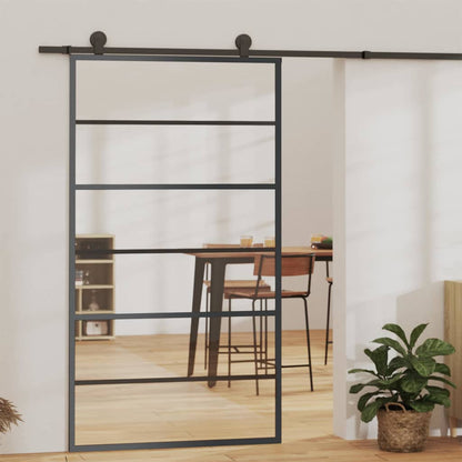 151016 vidaXL Sliding Door ESG Glass and Aluminium 102x205 cm Black