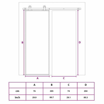 Sliding Door ESG Glass and Aluminium 76x205 cm Black
