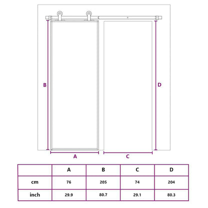 151017 vidaXL Sliding Door ESG Glass and Aluminium 76x205 cm Black