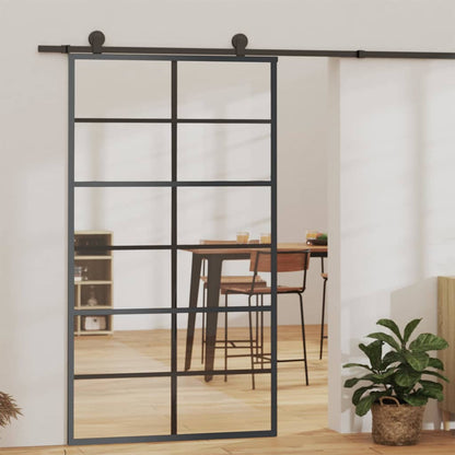 151019 vidaXL Sliding Door ESG Glass and Aluminium 102x205 cm Black