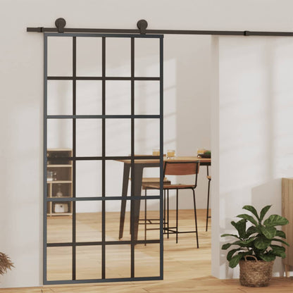Sliding Door ESG Glass and Aluminium 102x205 cm Black